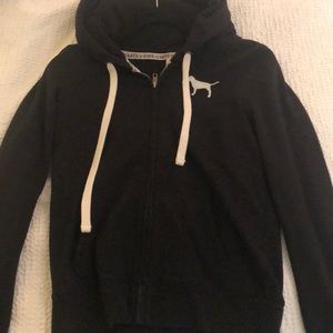 Black Zip Hoodie- Victoria’s Secret Pink Size S